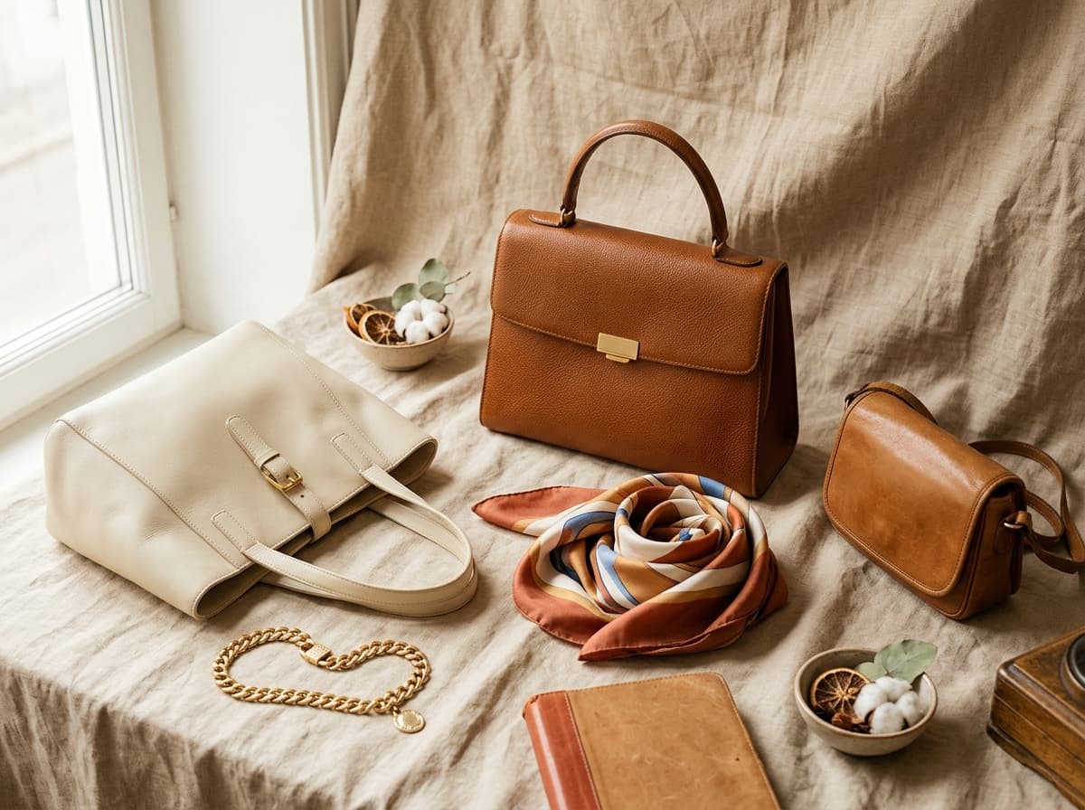 Kurateret udvalg af vintage designertasker og tilbehør
